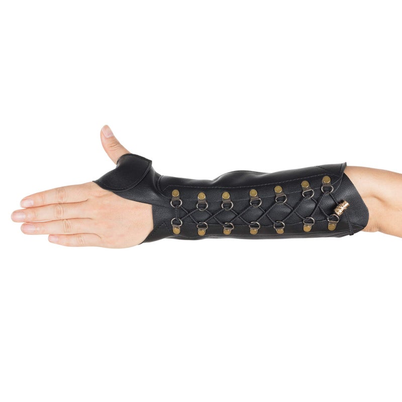 Windfulogo PU Leather Archery Arm Guard Hand Protector Brace Longbow Hunting Shooting Black for Women & Men - Image 1
